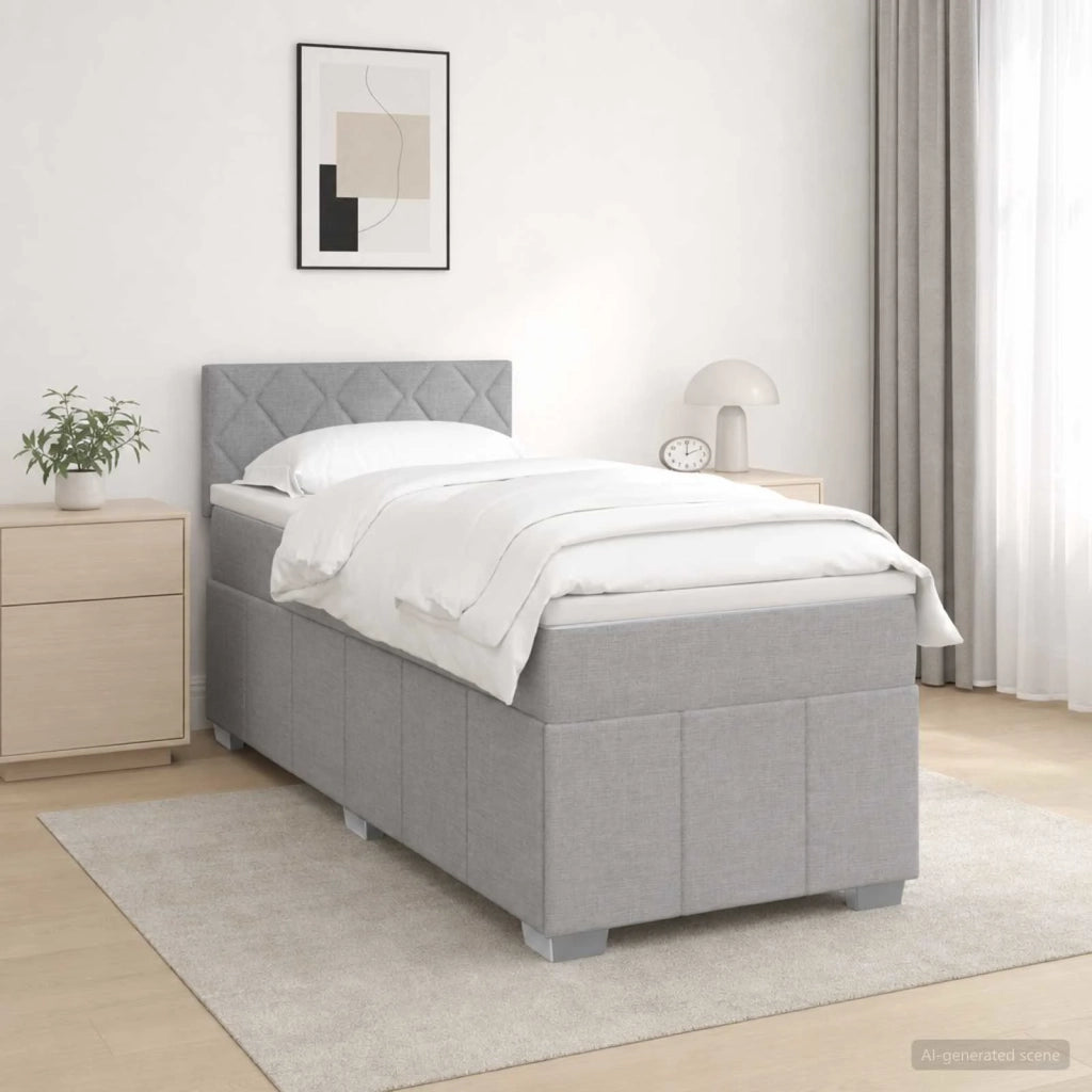 Letto box spring con materasso Grigio Chiaro 90 x 200 cm 3451129