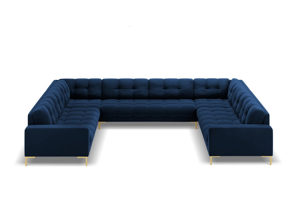 Cosmopolitan Design - Divano panoramico "Bali" 9 posti in velluto blu reale 