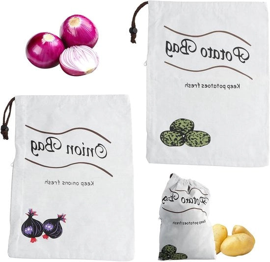 Set di 2 pezzi - Borsa per alimenti con cordoncino e chiusura a zip - 26 x 36 cm