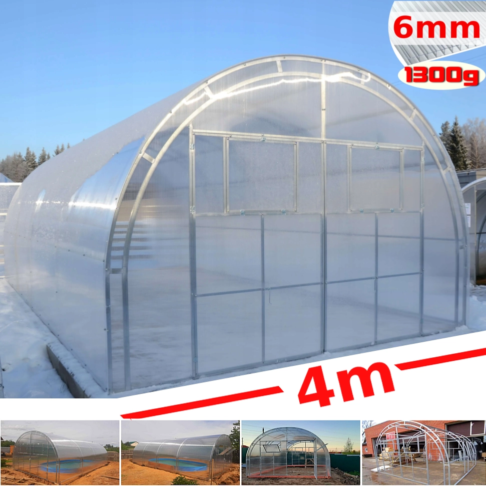 Serra Master 4x10m con copertura policarbonato alveolare 6mm