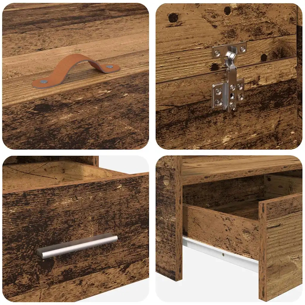 Struttura letto con contenitore-Giroletto con contenitore Legno vecchio 120 x 190 cm 981364