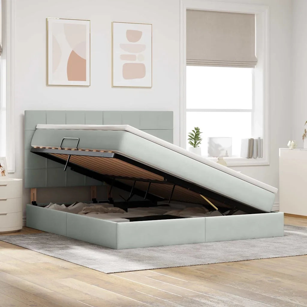 Letto con contenitore e materasso Grigio chiaro 180 x 200 cm 3372045