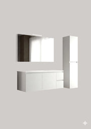 Mobile da Bagno Sospeso con Lavabo 100 cm e Specchio Bali Light 2+2  Bianco Frassino