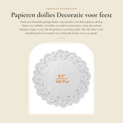 Doilies in Papier 140 pezzi - Ronde Doilies 21,6 cm - Doilies Bianche - Tappeti Decorativi - Protezione per Cucina - Progetti di Artigianato - Tappeto da Tavola