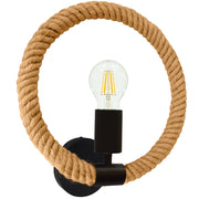 Applique Polux Rope Arthur E27 nero corda sisal loft