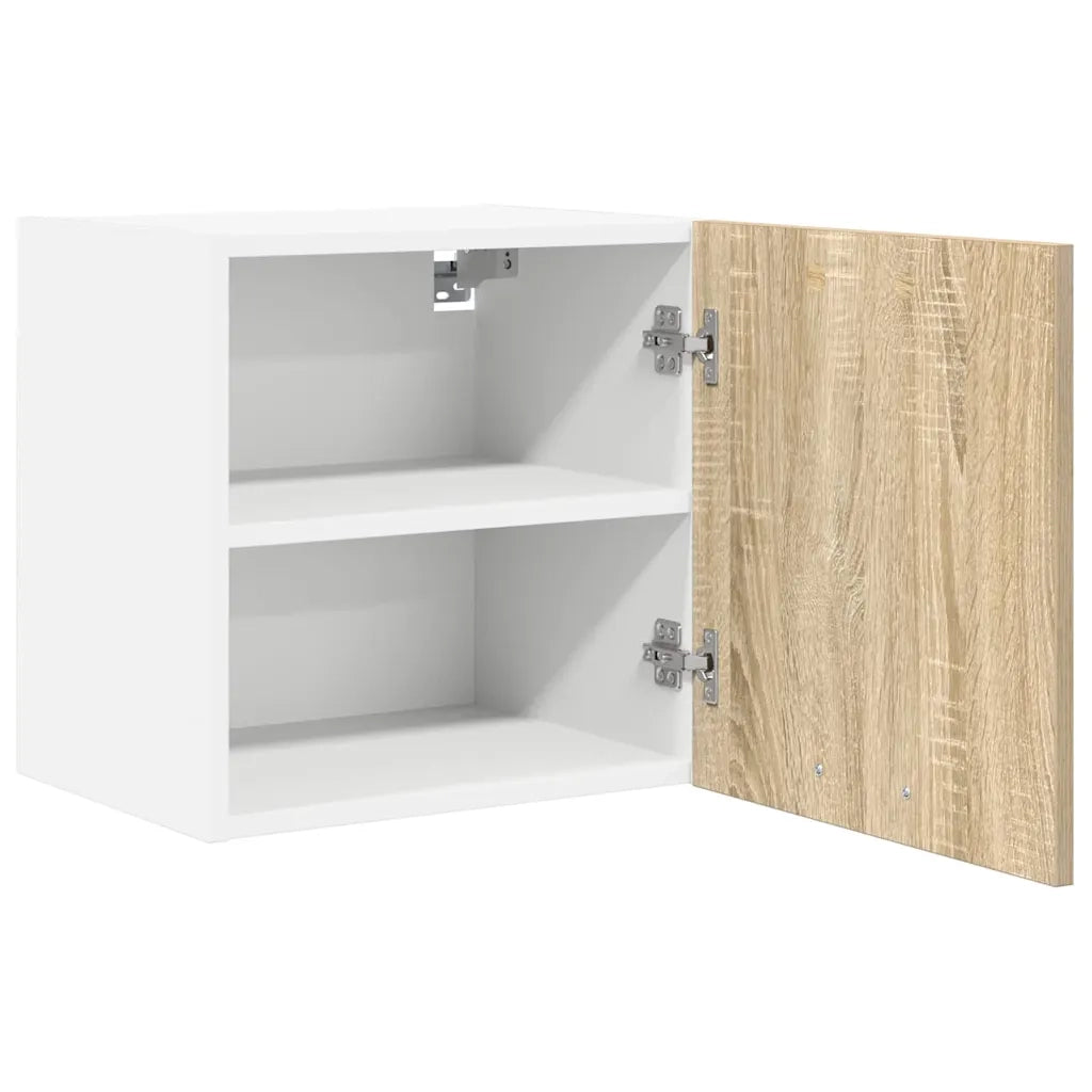 Armadio pensile con porta Riga 2 pcs Quercia Sonoma e Bianca 884135