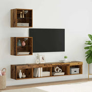 Unità a muro per TV con LED con led 5 pcs Legno vecchio