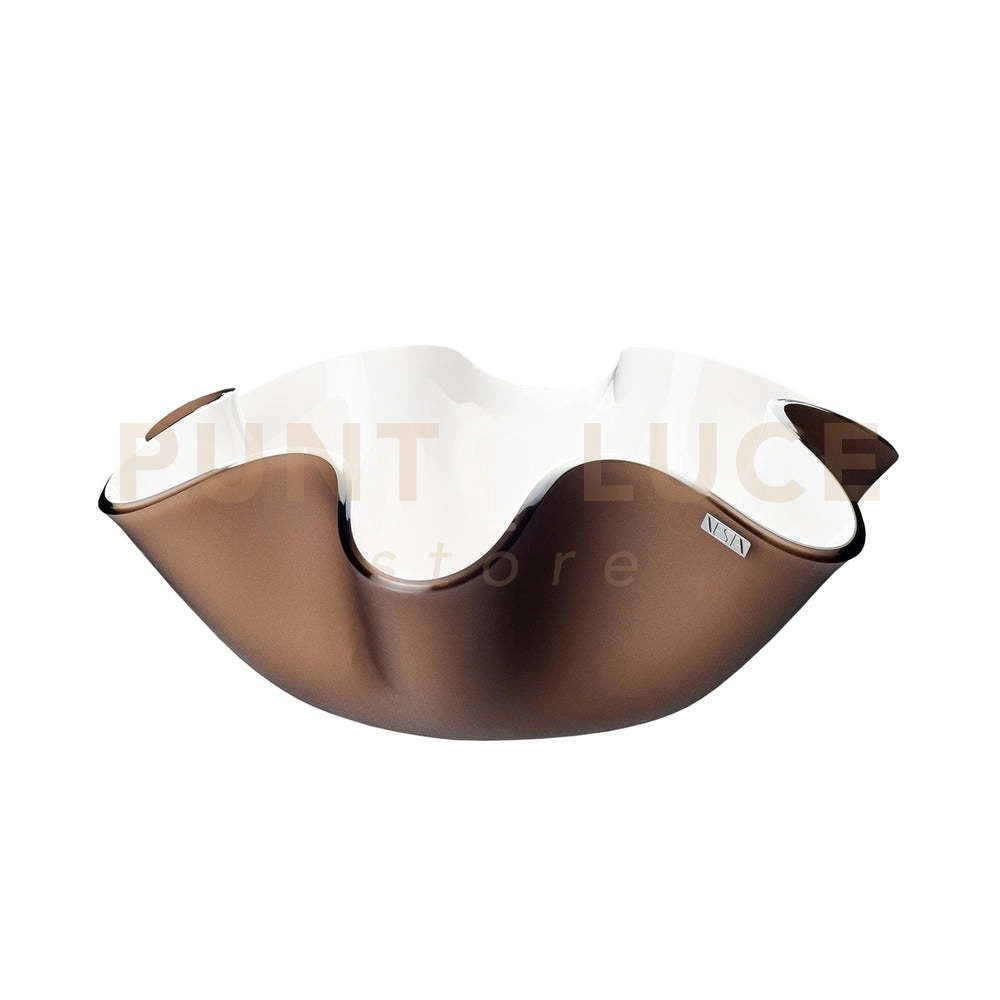 CENTROTAVOLA PICCOLO SOFT IN CRISTALLO ACRILICO BIANCO E MARRONE