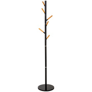 Perchero de metal y madera negro 175h cm