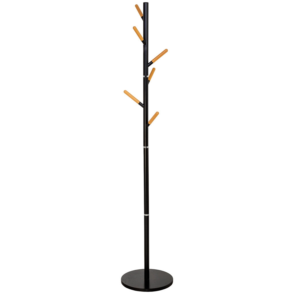 Perchero de metal y madera negro 175h cm