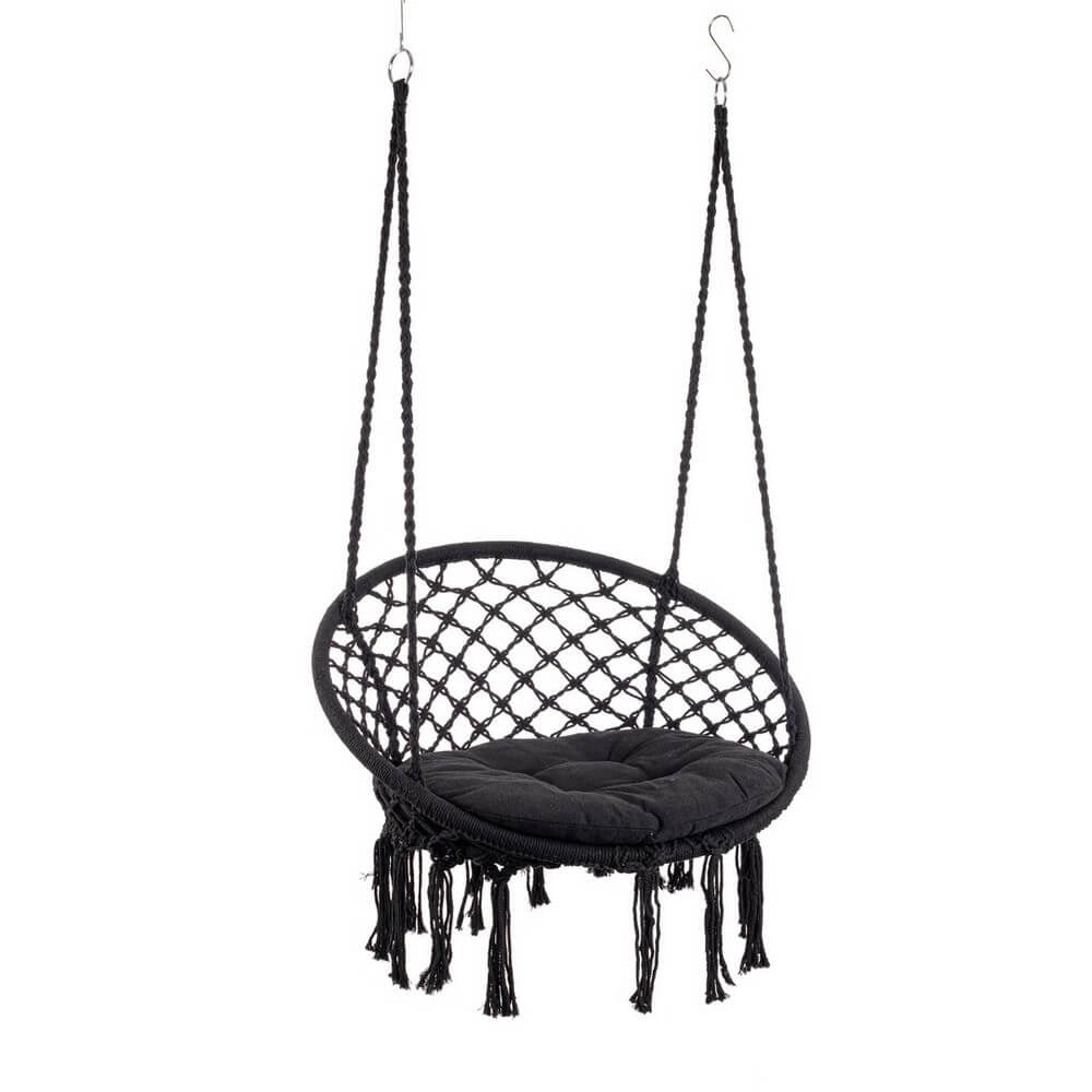Poltrona Amaca Pensile in Macramé con Cuscino Rotonda - MONTANA