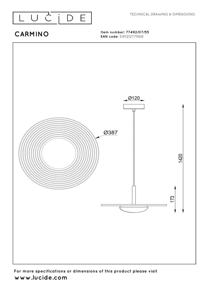 Lampada a sospensione CARMINO LED 8W terracotta legno