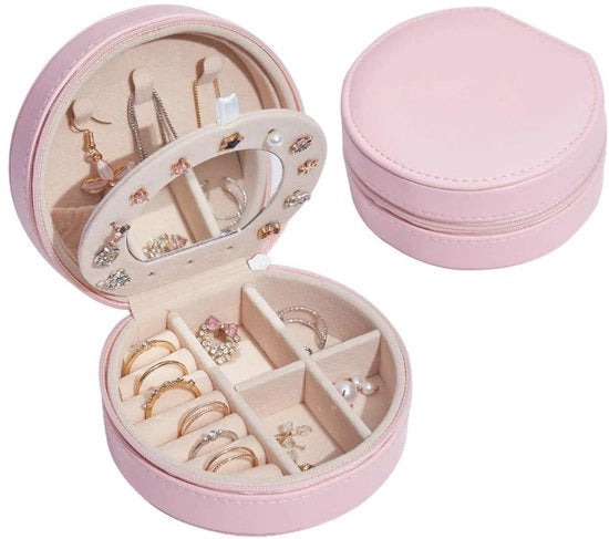 Porta gioielli portatile - 3 strati - Pelle PU - Rosa