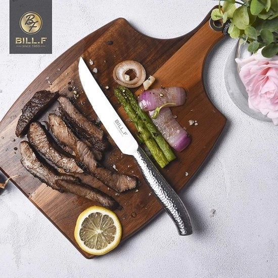 Set di coltelli da steak 4 pezzi - 4,5 pollici - Lame a strisce - Acciaio inossidabile di alta qualità - Manico comodo - Design elegante - Coltelli da steak
