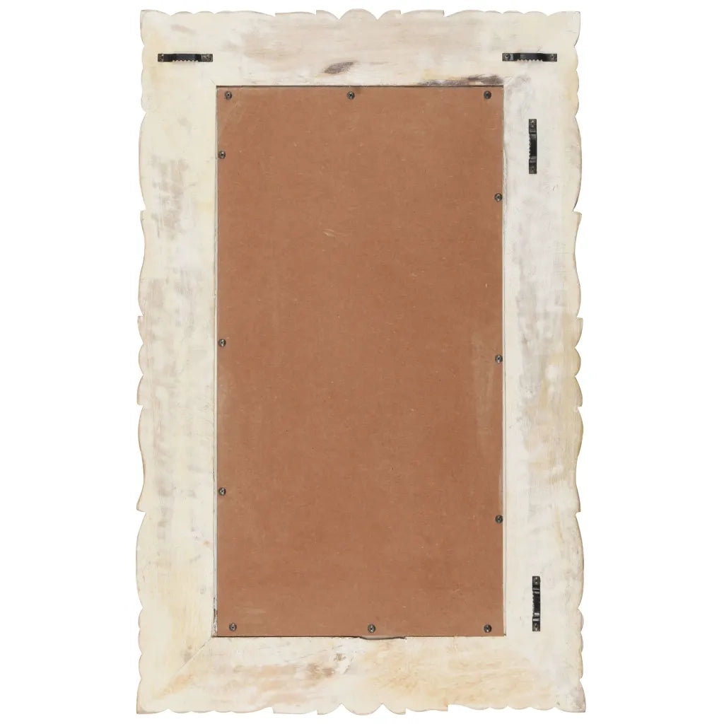 Specchio Bianco 80x50 cm in Legno Massello di Mango 321633
