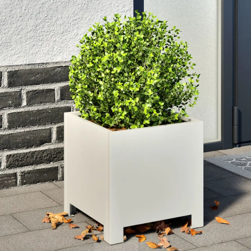 Fioriera | Cassetta per fiori | Vaso da Giardino Bianca 30x30x30 cm in Acciaio