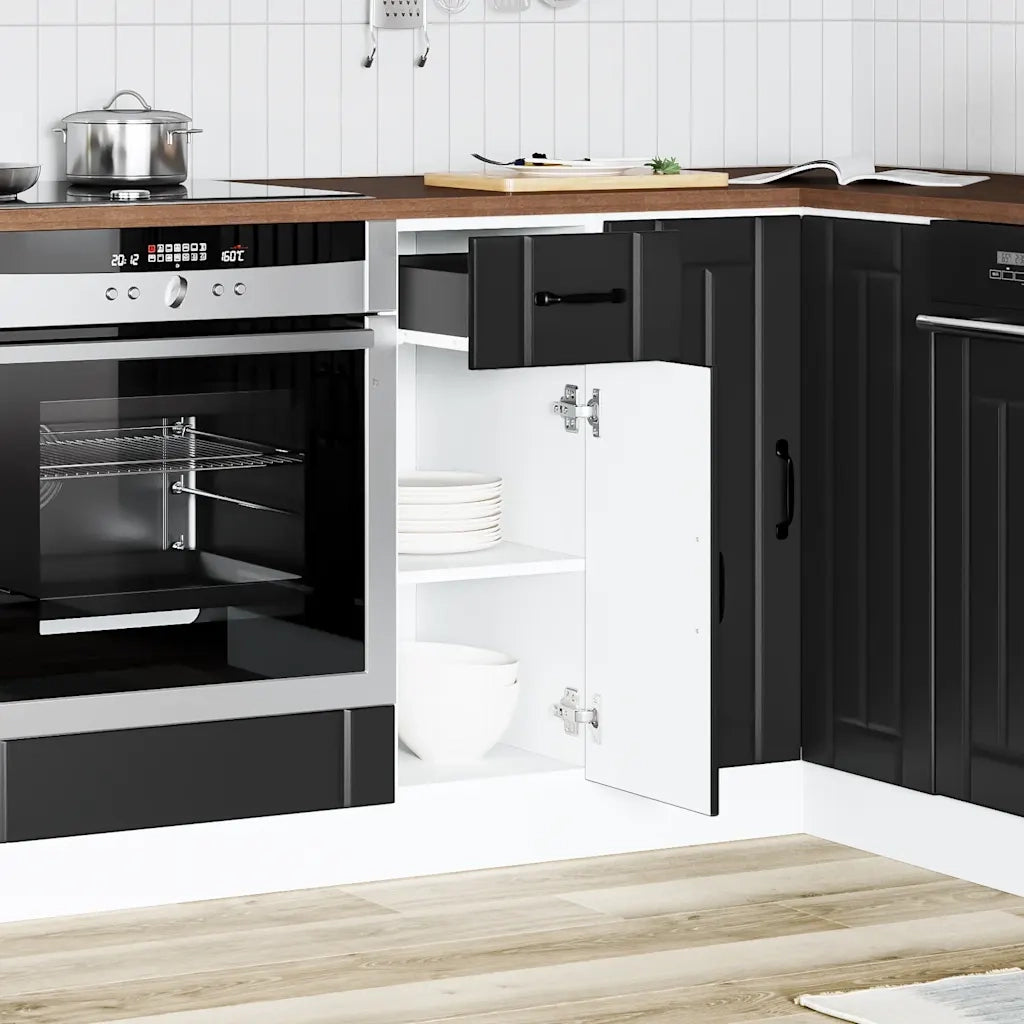 Base da Cucina Lucca Nero in Legno Multistrato 853698
