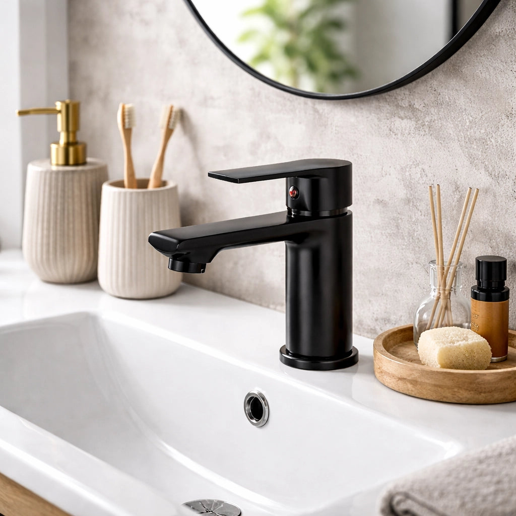 Miscelatore Rubinetto Lavabo Bagno Nero Opaco Miscelatore Monocomando 94007