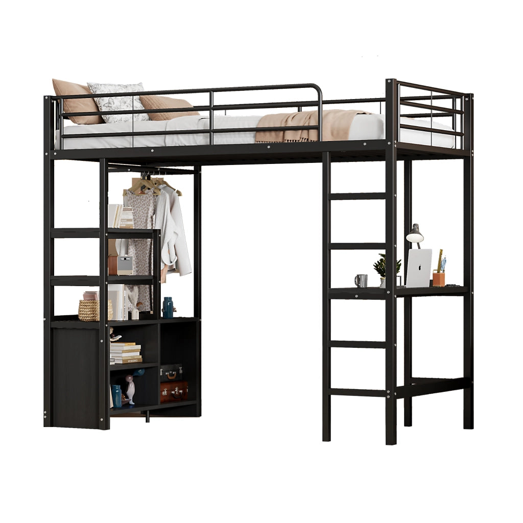 LETTO A CASTELLO con scrivania 90x200 cm nero
