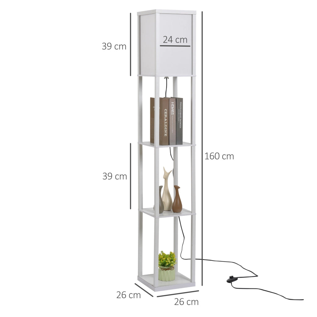 Libreria Lampada da Terra con Scaffale ¨C Minimal ¨C Bianco