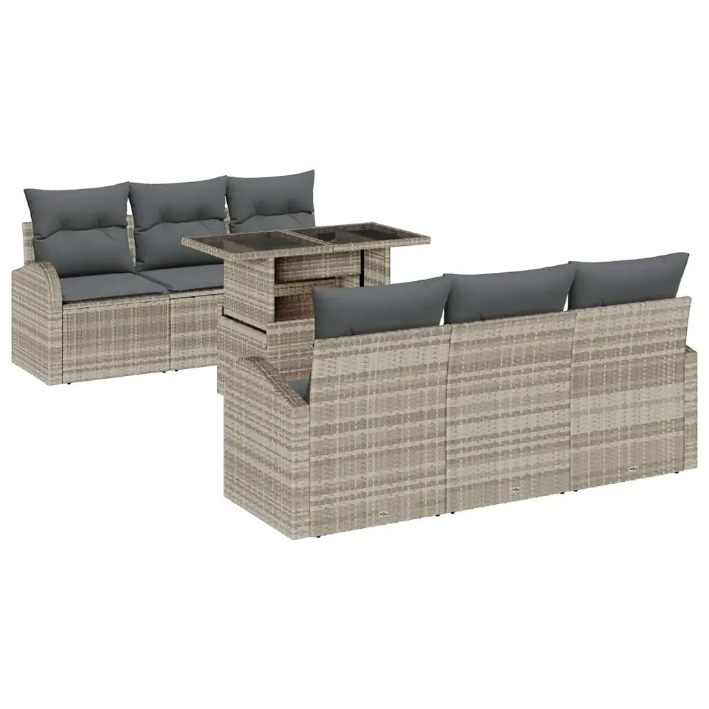 Set Divano da Giardino 7 pcs Grigio chiaro Poly Rattan 3348568