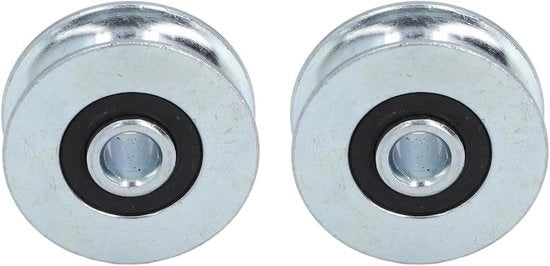2 ruote da carrello 40 mm OD con 8 mm foro centrale - Piastra di supporto in acciaio - Cinghia di trasmissione pesante - Cinghia di trasmissione con beugel a lunga durata