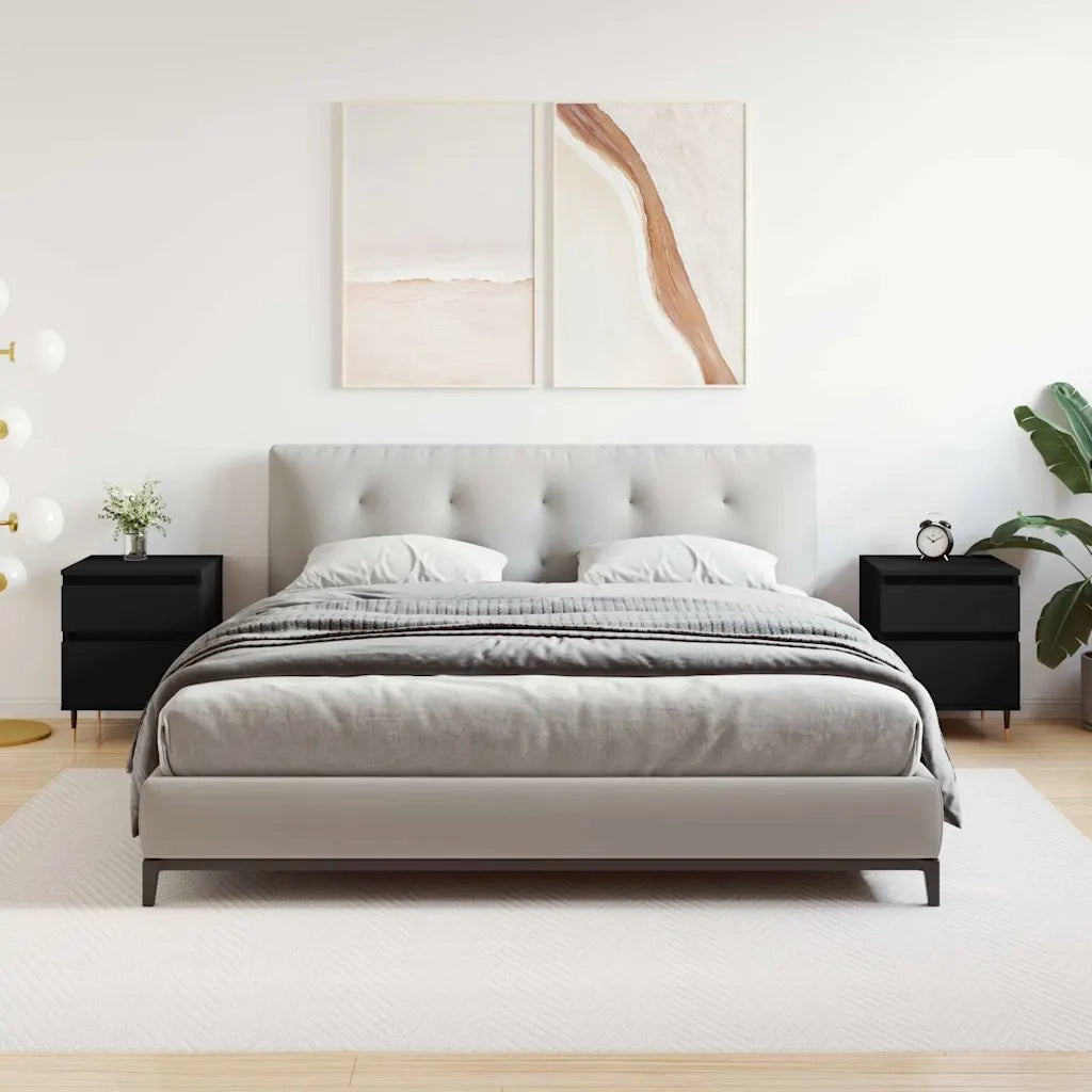 Comodini 2pz Neri 40x35x50 cm in Legno Multistrato 830655