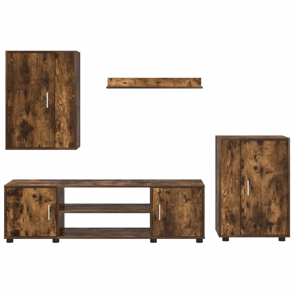 Set mobile TV 4 pcs Rovo affumicato Legno multistrato 3397900
