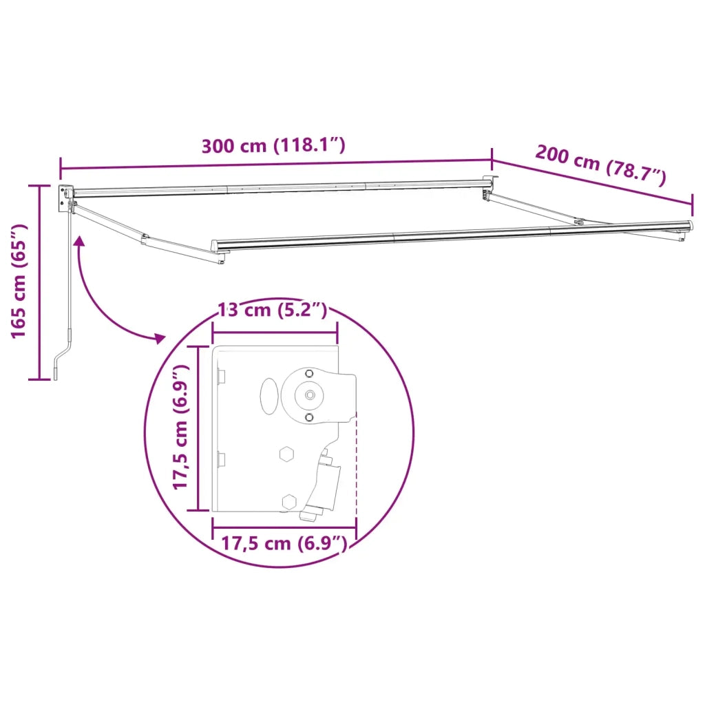 Telaio per tende da sole retrattile manuale Bianco 3 x 2 m 42024176