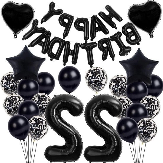Decorazione di compleanno 22 anni uomo pallone di carta nera drappo di felicitazioni confetti palloni uomo 22 anni
