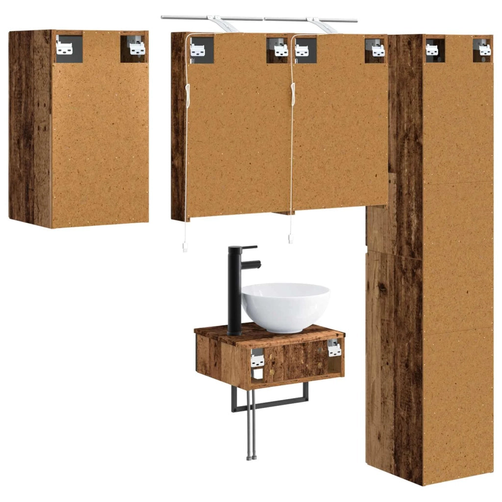 Set di mobili per il bagno 5 pz Legno antico 3407245