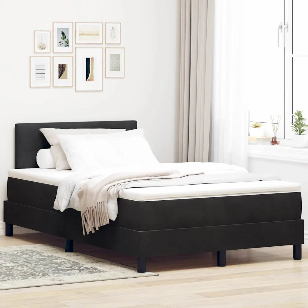 Letto a Sorgente LED con materasso Nero 120 x 200 cm Velluto 3342580