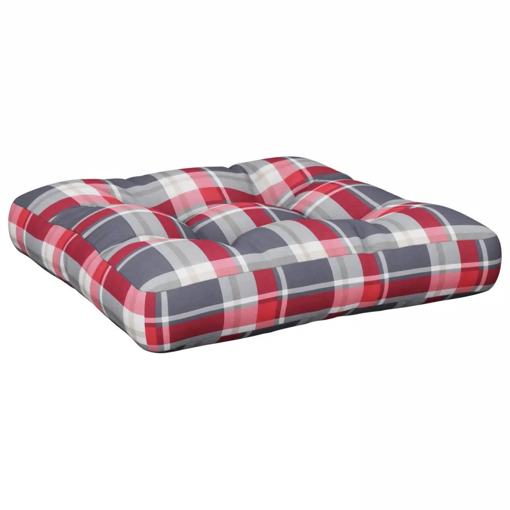 Cuscini per Pallet 2 pz Rossi a Quadri in Tessuto 360658