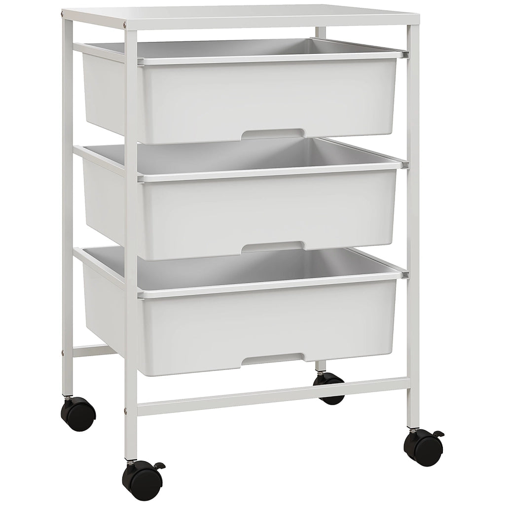 Carrello Multiuso con 3 Cestini ¨C Minimal ¨C Acciaio e PP, Bianco