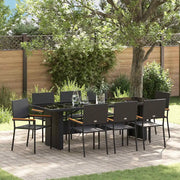 Set da Pranzo per Giardino 9 pcs Nero polyrattan 3365414