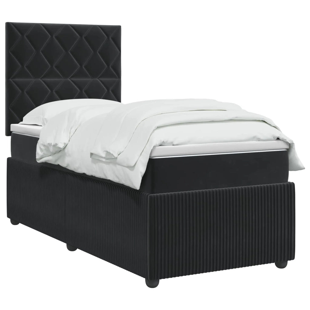 Letto Box Spring LED con Materasso Nero 80 x 200 cm Velluto 3455965