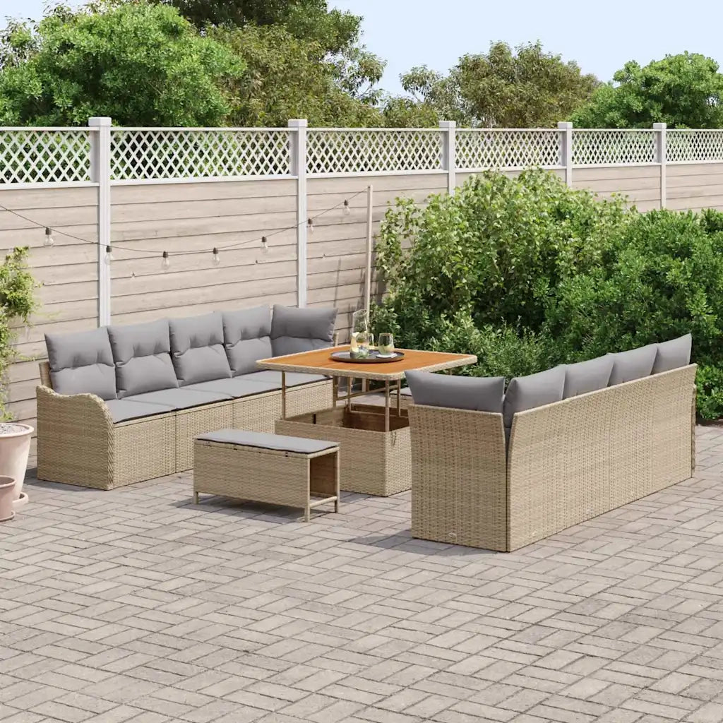 Set Divano da Giardino con cuscino 11 pcs Beige polyrattan 3362247