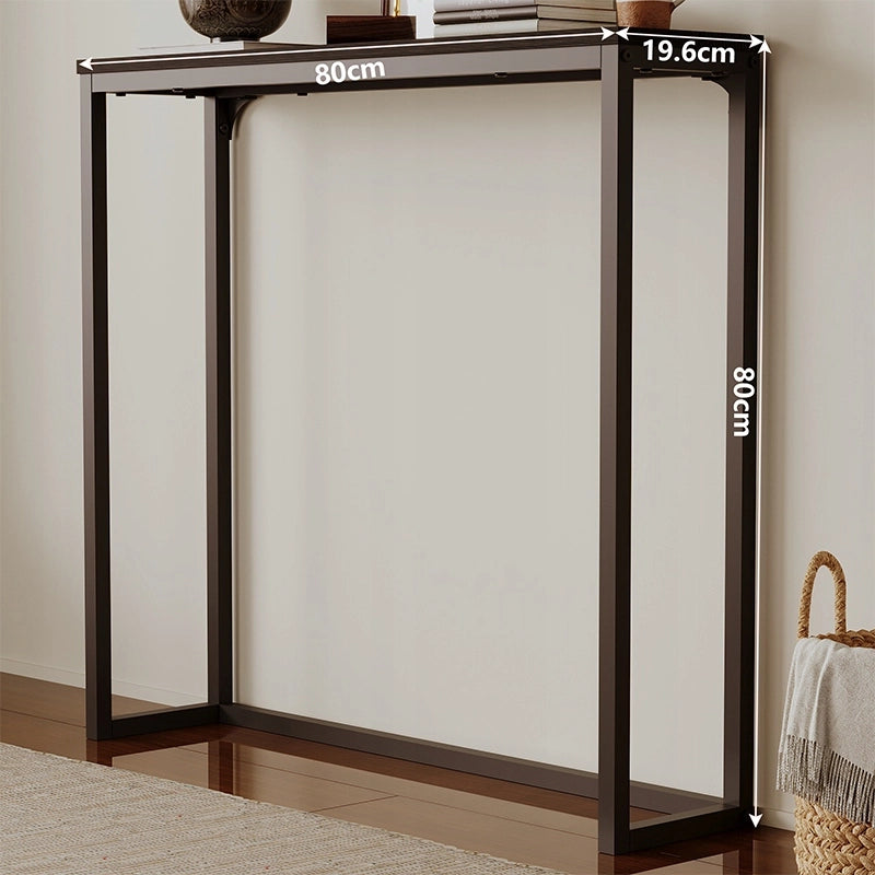 Consolle nera per ingresso, spaziosa e alta, con ripiano da 80 cm