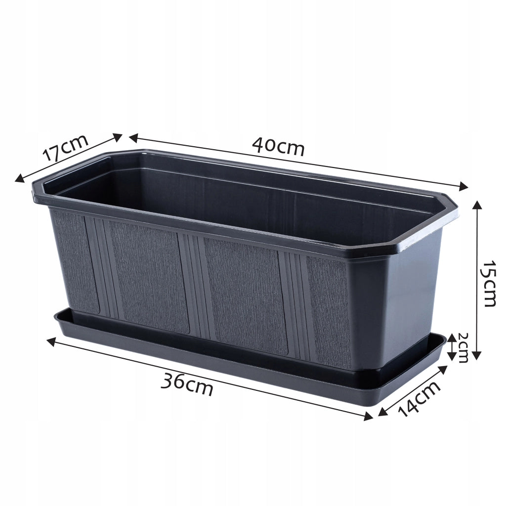 Vaso da fiori per balcone KADAX da 40 cm con supporto e manici.