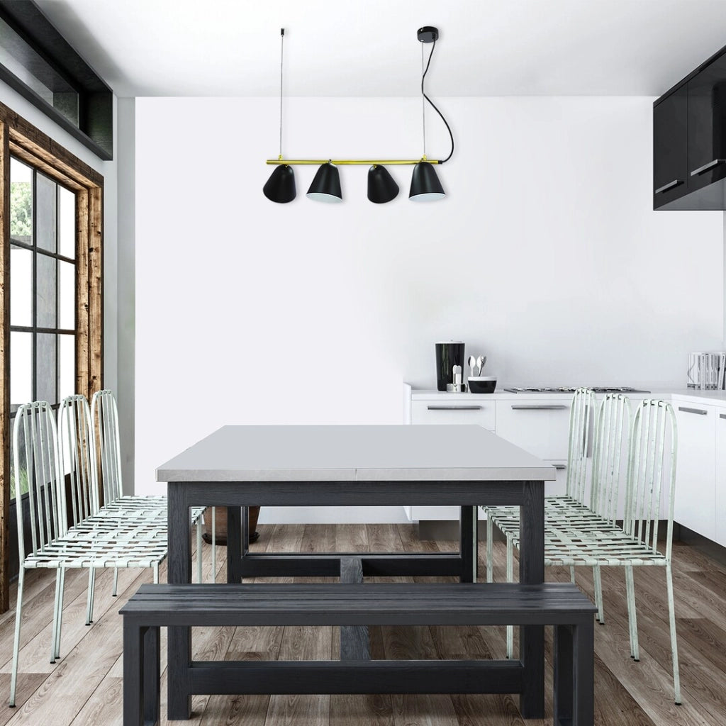 Lampadario Rabalux Alder 4 luci E14 nero industriale