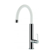 Elleci Dove MKKDOV96 - Miscelatore da cucina Mono Splitcomando, da incasso, Keratek, canna girevole, 41,5 cm, Acciaio-Bianco