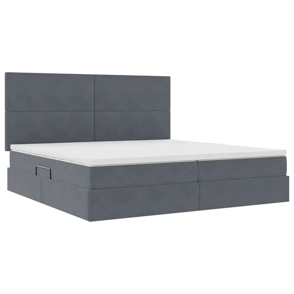 Letto con contenitore e materasso Grigio scuro 200 x 200 cm 3371992