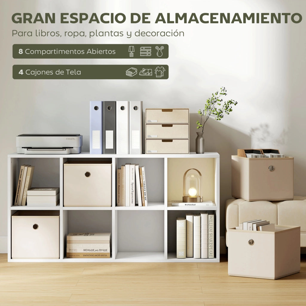 Libreria con cassetti e ripiani ¨C Minimal ¨C 105,9x30x53,7 cm bianco e beige