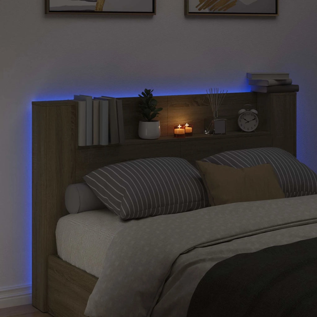 Testata con Mobile e LED Sonoma 160 x 16,5 x 103,5 cm 8006542