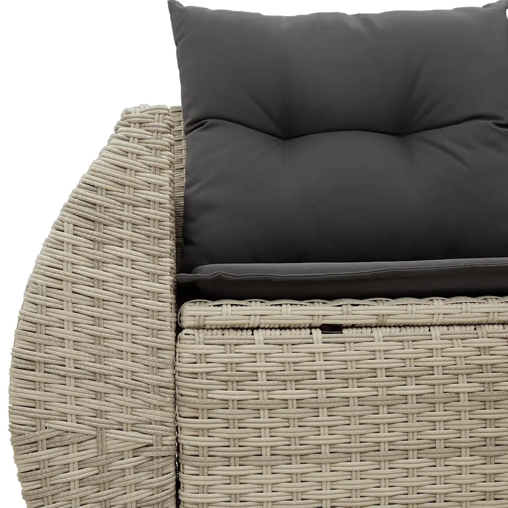 Divano da Giardino con Cuscini 2 Posti Grigio Chiaro Polyrattan 366197