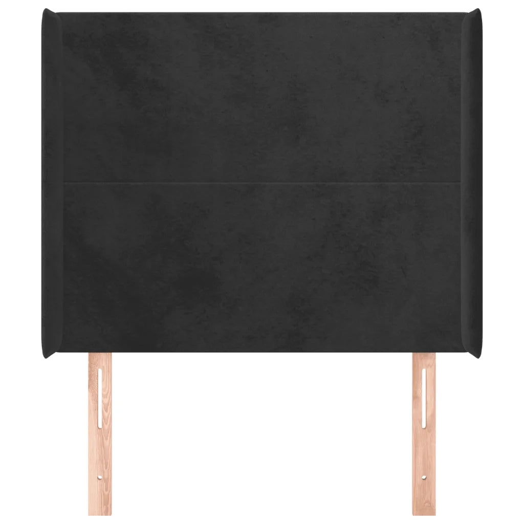 Testiera ad Orecchio-Testata con Orecchie Nera 103x16x118/128 cm in Velluto 500378