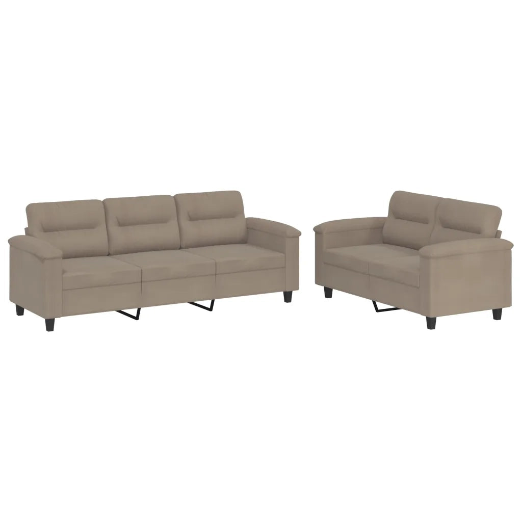 Set Divani 2 pz con Cuscini Tortora in Tessuto Microfibra 3202338