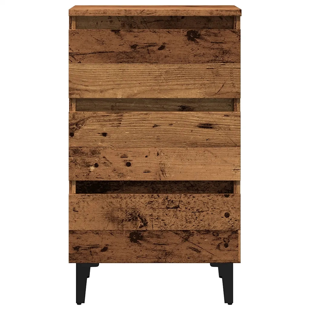 Comodino con Gambe in Metallo Legno Antico 40x35x69 cm 856424