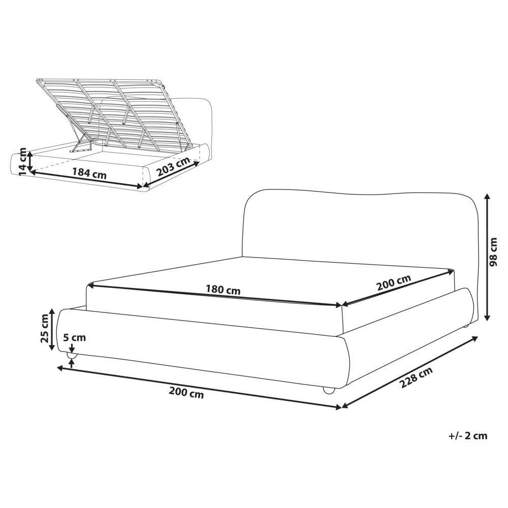 Letto contenitore Beige Boucle Poliestere Tessuto 180 x 200 cm Design moderno e minimalista