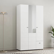 Armadio Camera da Letto Serram, Guardaroba 3 Ante Appendiabiti, 117x52 cm Bianco Opaco